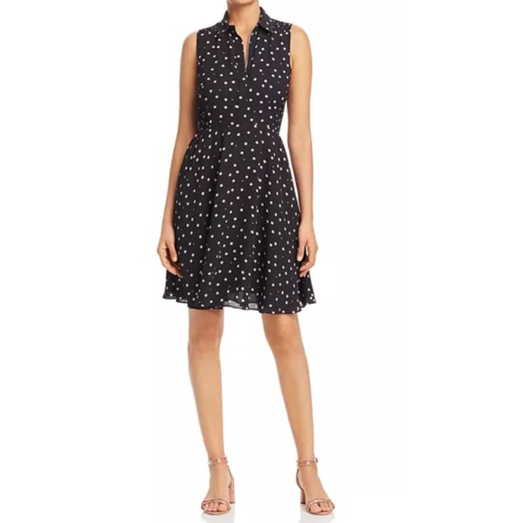 Kate‎ Spade New York Black Daisy Dot Dress Sleeveless Shirt Dress Size 8